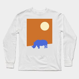 Rhino in the full moon night Long Sleeve T-Shirt